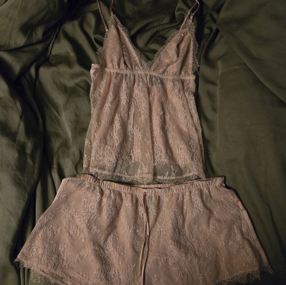 Victoria's Secret Lace Chemise Set in Soft Pink